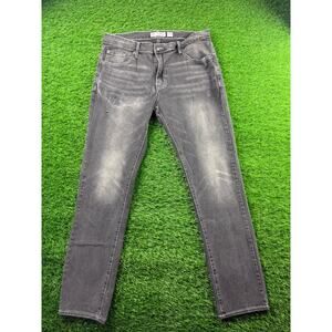 MBX Mens Premium Denim Jeans Gray Slim Stretch 34x32 Faded Wash Casual Pants